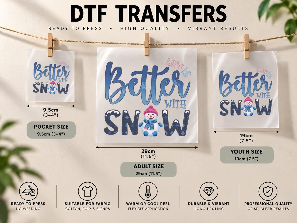 Snow Winter, Winter Snowman Illustration Graphic DTF Transfer Iron On
