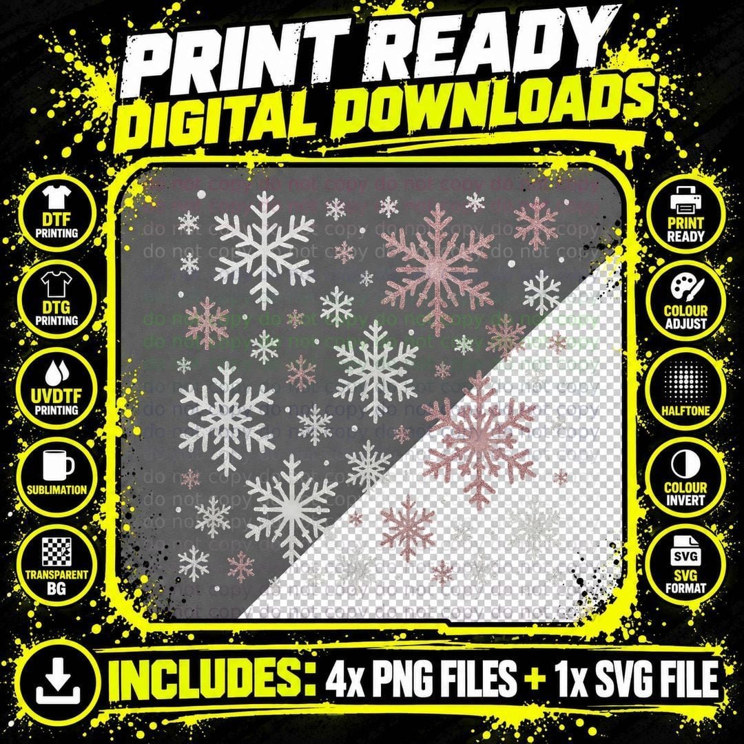 Snowflakes Winter Pattern Christmas T-Shirt Png SVG Digital Bundle