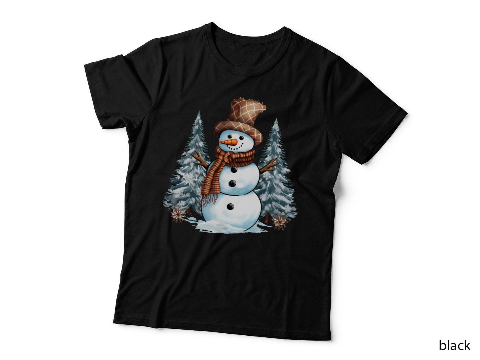 Snowman in Winter Forest Winter T-Shirt, Winter Graphic Tee, Winter Design Shirt