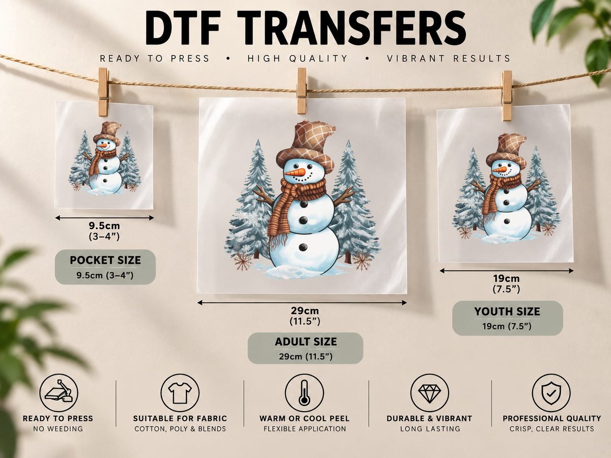 Snowman in Winter Forest Winter, Winter Graphic DTF Transfer Iron On