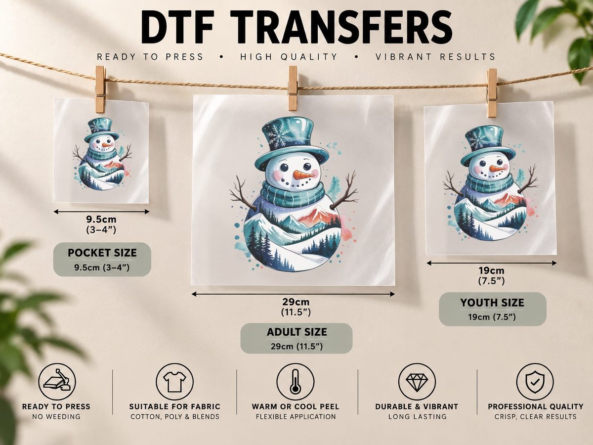 Snowman with Winter Landscape Winter, Winter Graphic DTF Transfer Iron On