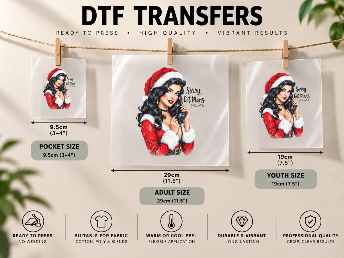 Sorry Got Plans Christmas, Funny Xmas, Funny Christmas Gift DTF Transfer Iron On
