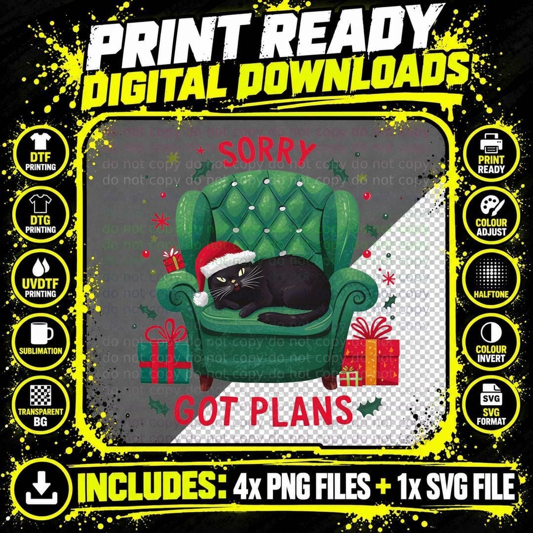 Sorry Got Plans Christmas T-Shirt, Funny Xmas Tee Png SVG Digital Bundle