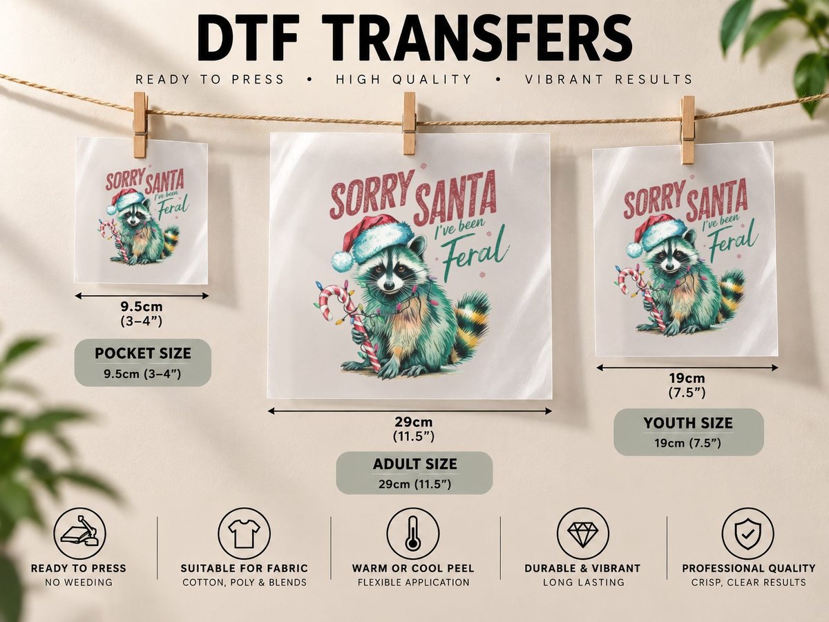 Sorry Santa I've Been Feral Christmas DTF Transfer Iron On