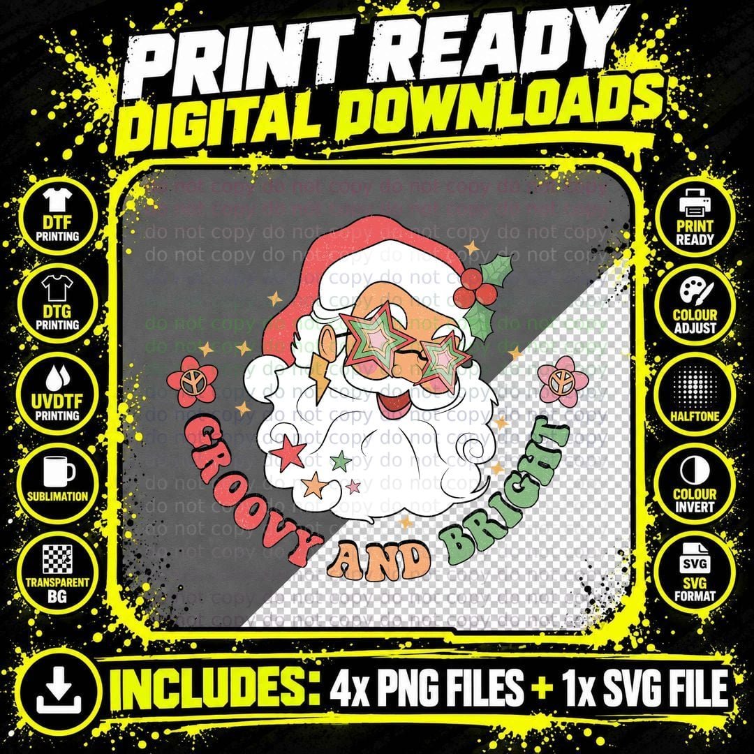 Sparkling Disco Bow Christmas T-Shirt Png SVG Digital Bundle