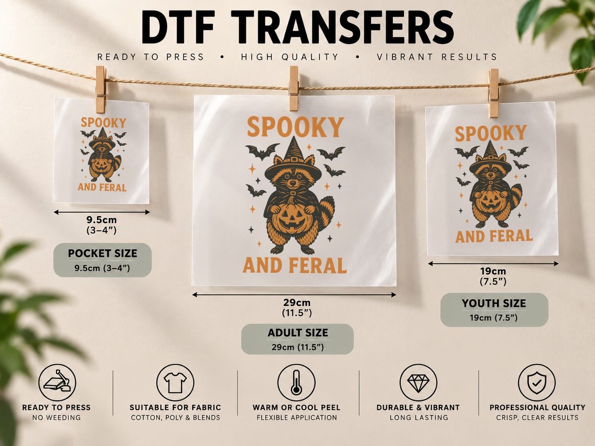 Spooky and Feral Halloween, Witch Creature Wearing Festive DTF Transfer Iron On
