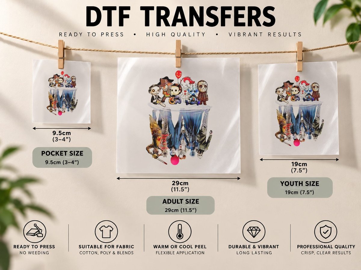 The Nightmare Before Christmas Halloween Horror Characters DTF Transfer Iron On