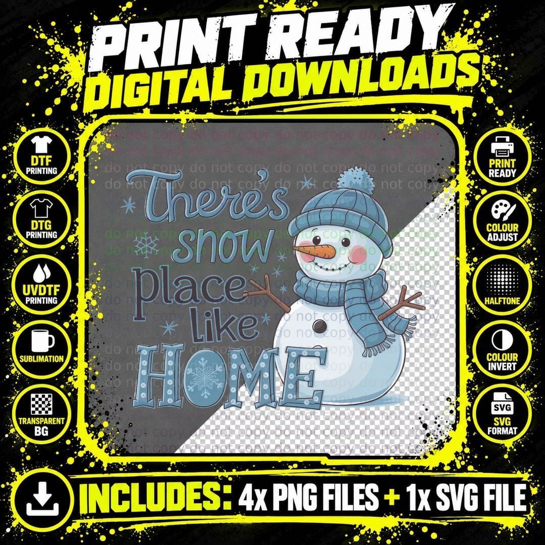 There's Snow Place Like Home Winter T-Shirt Png SVG Digital Bundle