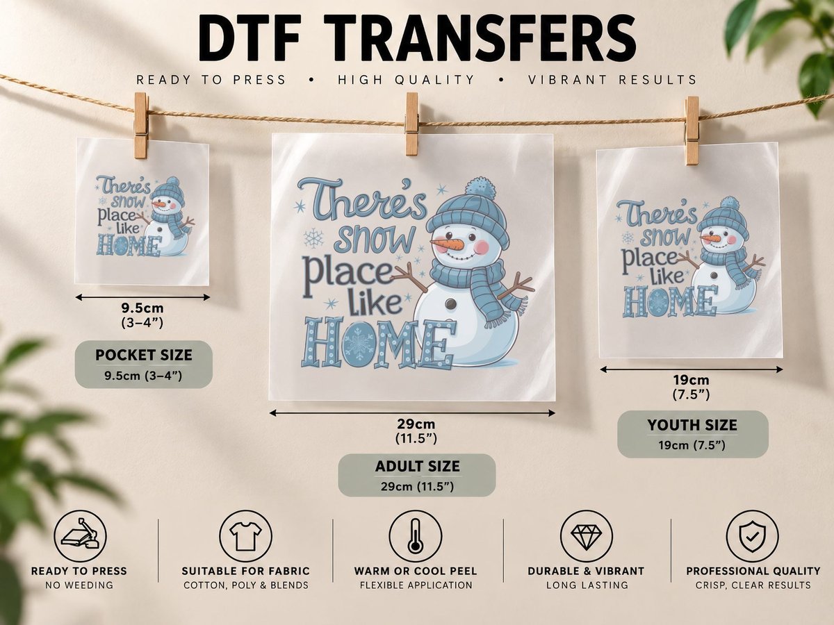 There's Snow Place Like Home Winter DTF Transfer Iron On