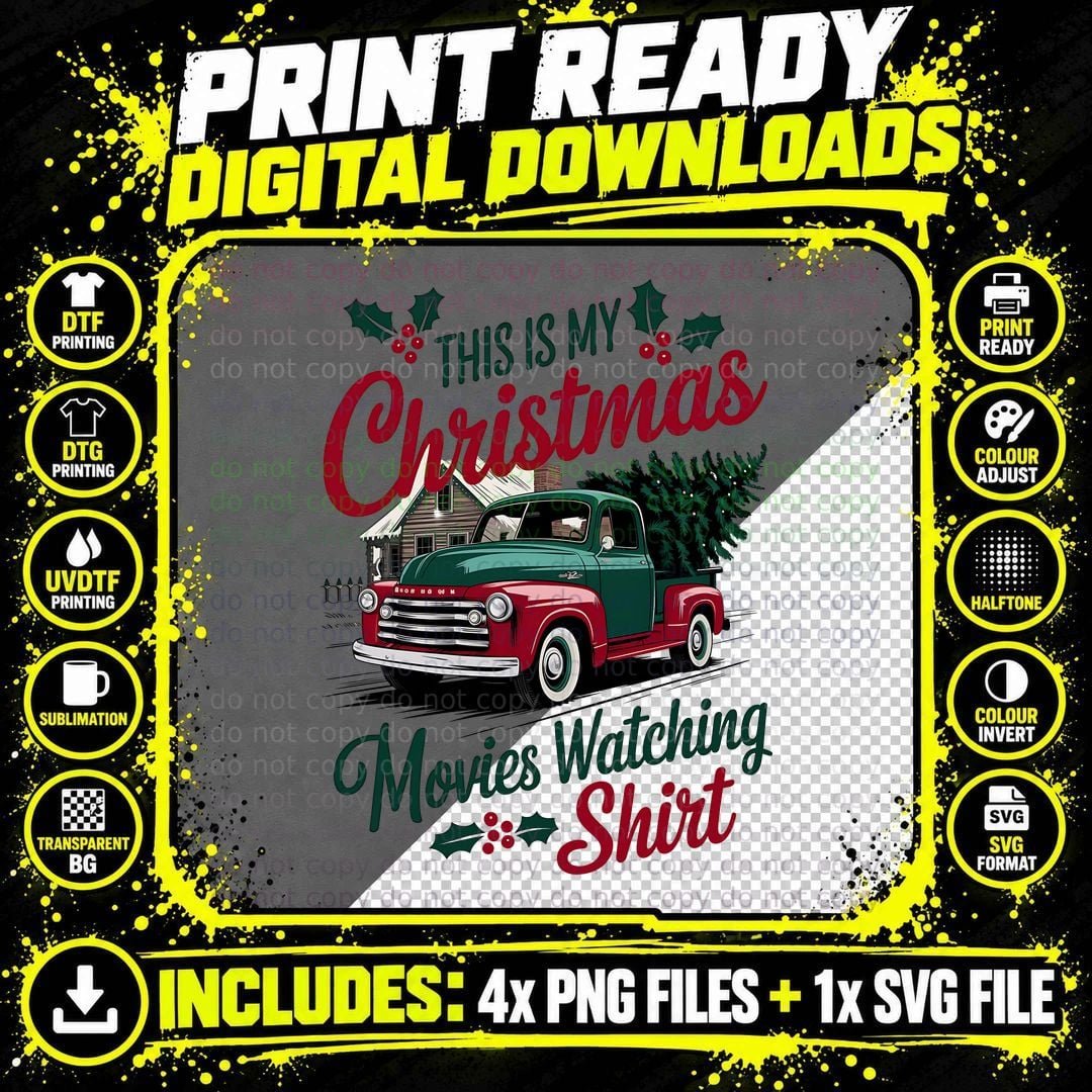 This Is My Christmas Movies Watching Shirt Christmas Png SVG Digital Bundle