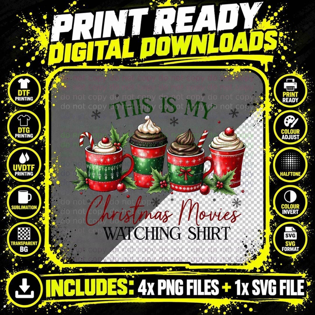 This Is My Christmas Movies Watching Shirt Christmas Png SVG Digital Bundle