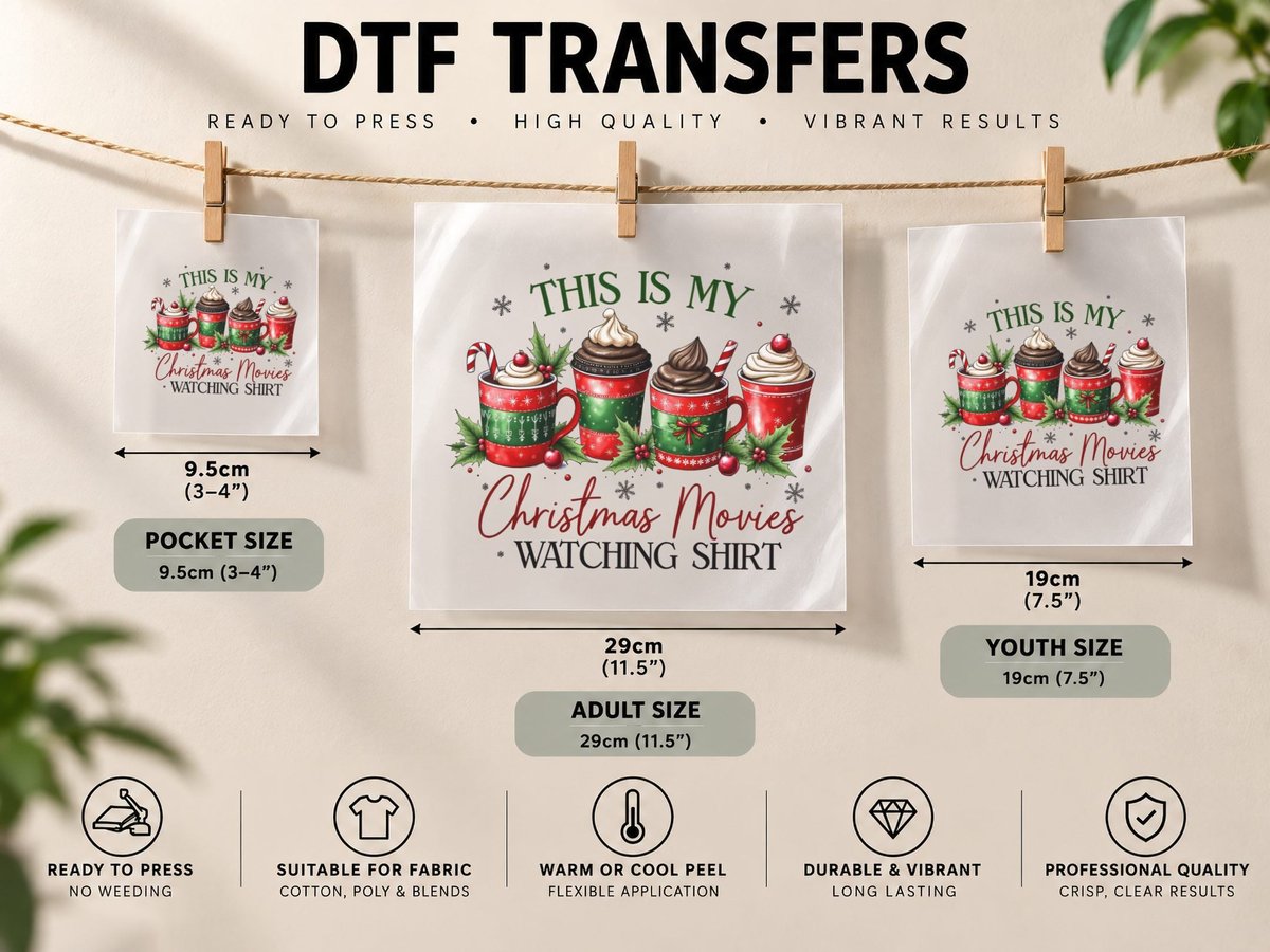 This Is My Christmas Movies Watching Christmas, Funny Xmas DTF Transfer Iron On