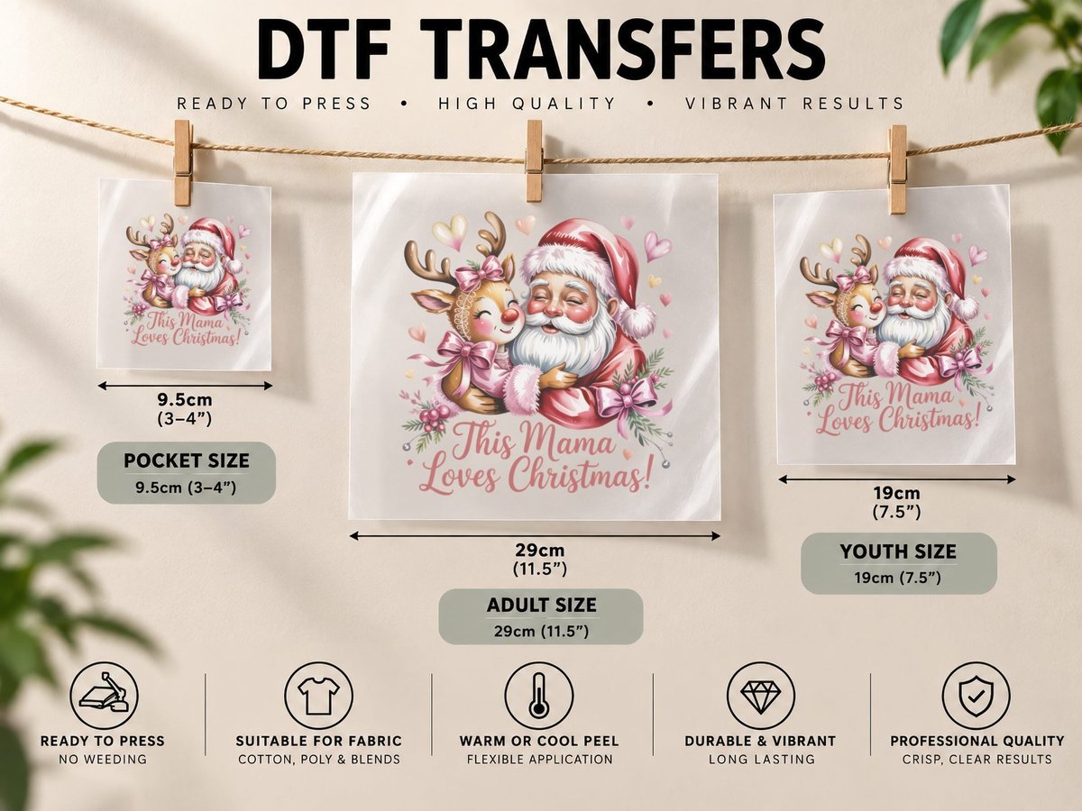 This Mama Loves Christmas! Christmas, Funny Xmas DTF Transfer Iron On