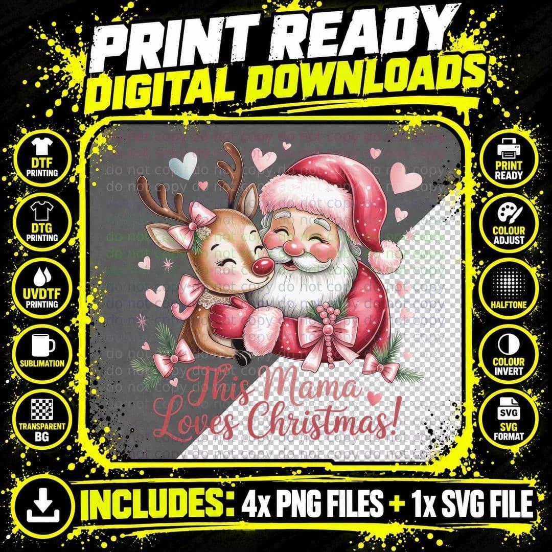 This Mama Loves Christmas! Christmas T-Shirt Png SVG Digital Bundle