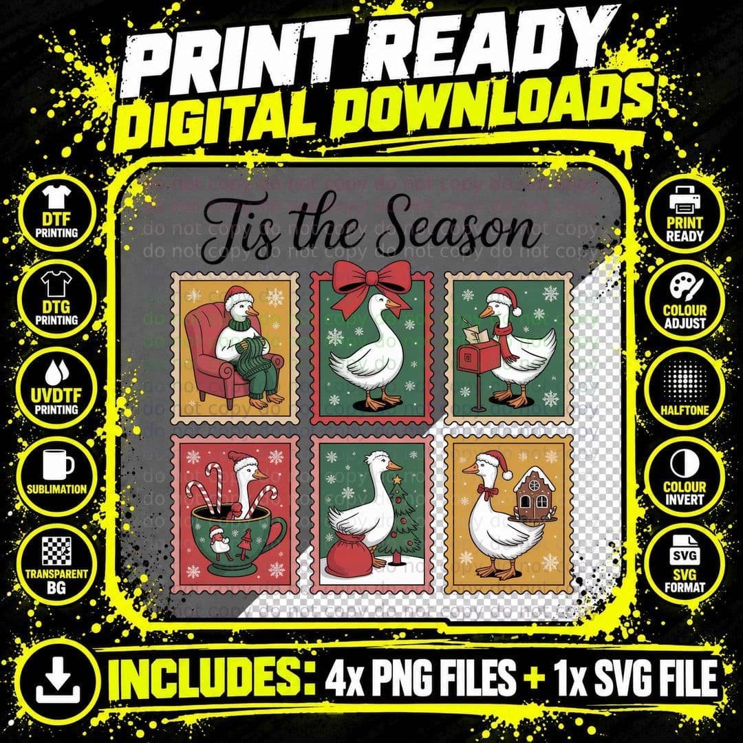 Tis the Season Christmas Art T-Shirt, Funny Xmas Tee Png SVG Digital Bundle