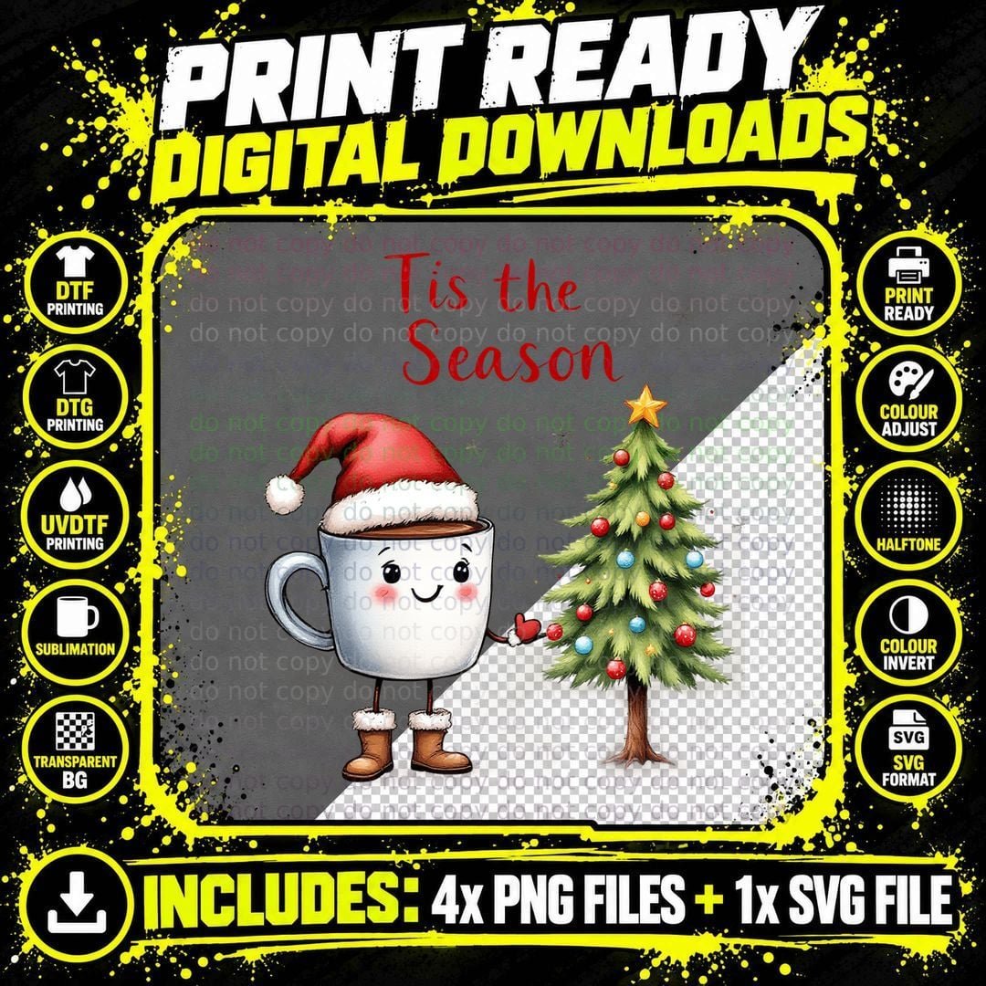 Tis the Season Christmas Design T-Shirt, Funny Xmas Tee Png SVG Digital Bundle