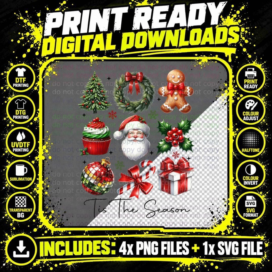 Tis the Season Christmas Design T-Shirt, Funny Xmas Tee Png SVG Digital Bundle