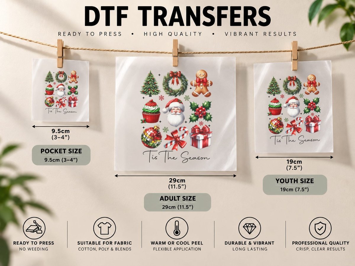 Tis the Season Christmas Design, Funny Xmas DTF Transfer Iron On