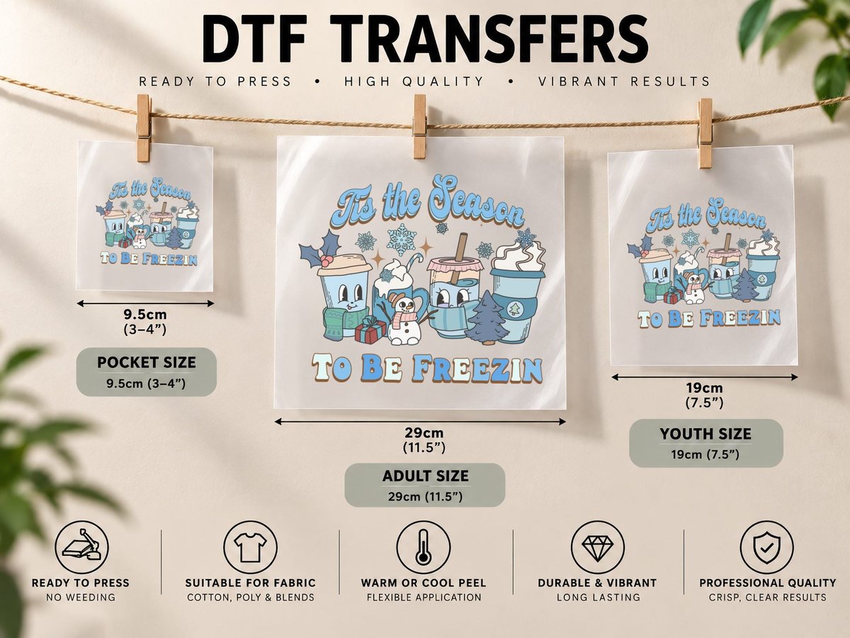 Tis the Season to Be Freezin Winter DTF Transfer Iron On