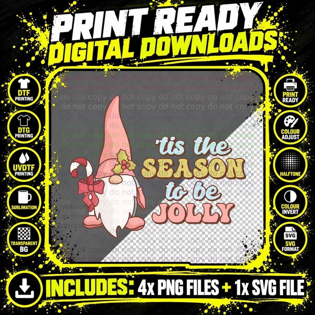 Tis the Season to Be Jolly Christmas T-Shirt Png SVG Digital Bundle