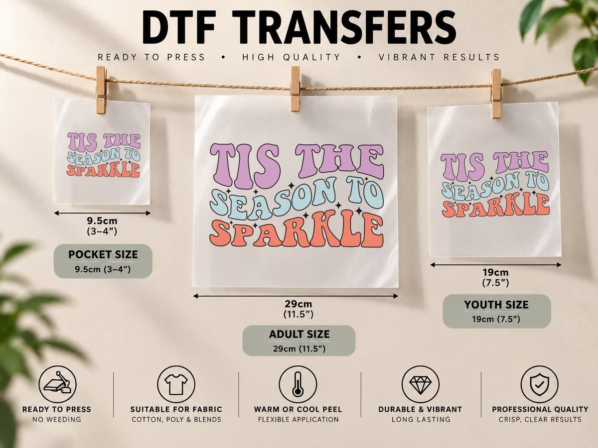 Tis the Season to Sparkle Happy New Year DTF Transfer Iron On