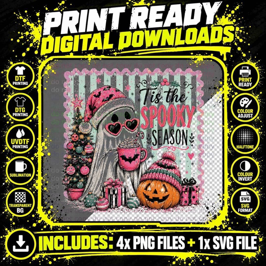 Tis the Spooky Season Halloween T-Shirt Png SVG Digital Bundle