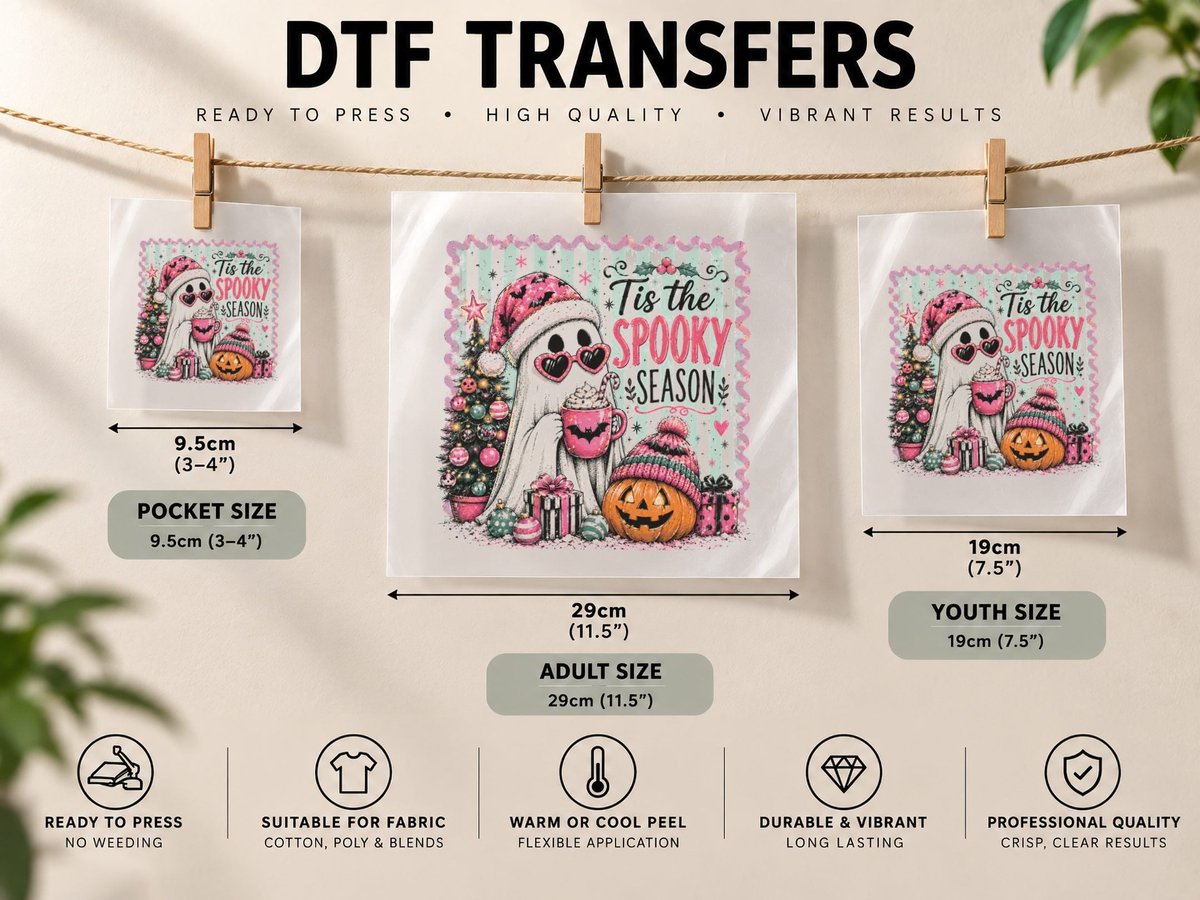 Tis the Spooky Season Halloween, Ghost Spooky Season DTF Transfer Iron On