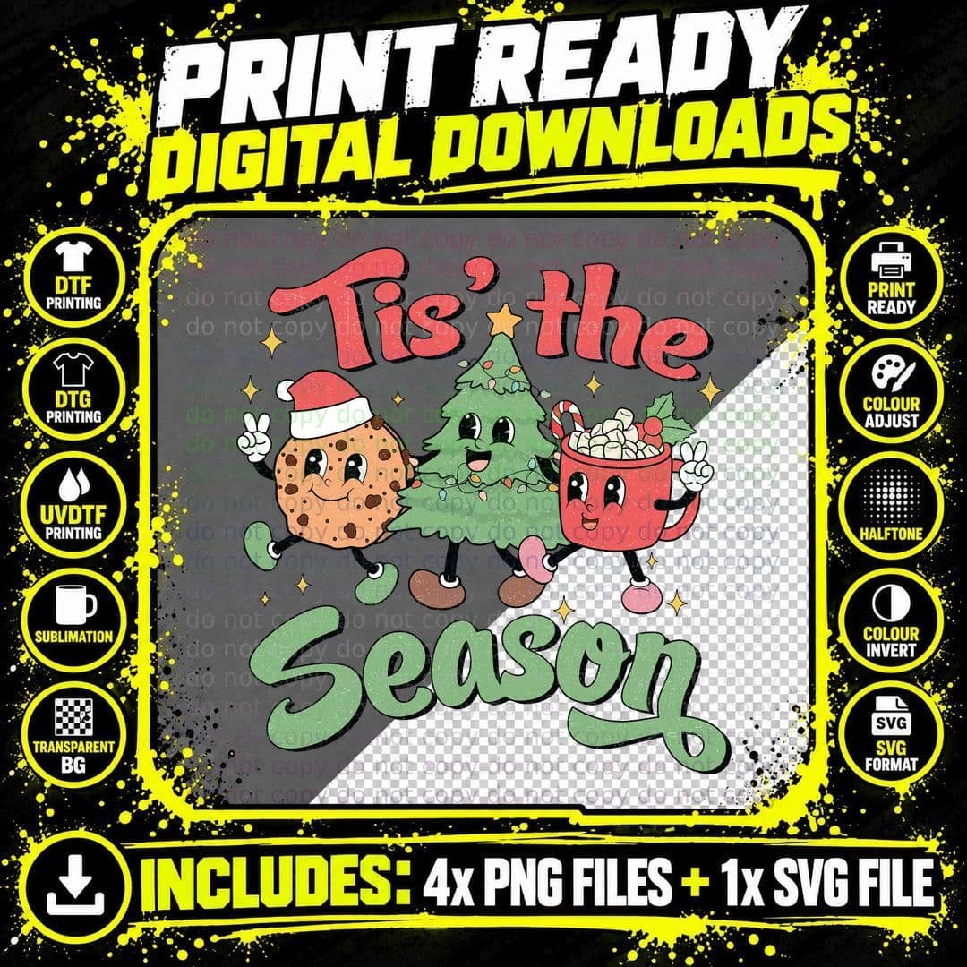 Tis' the Season Christmas T-Shirt, Festive Christmas Png SVG Digital Bundle