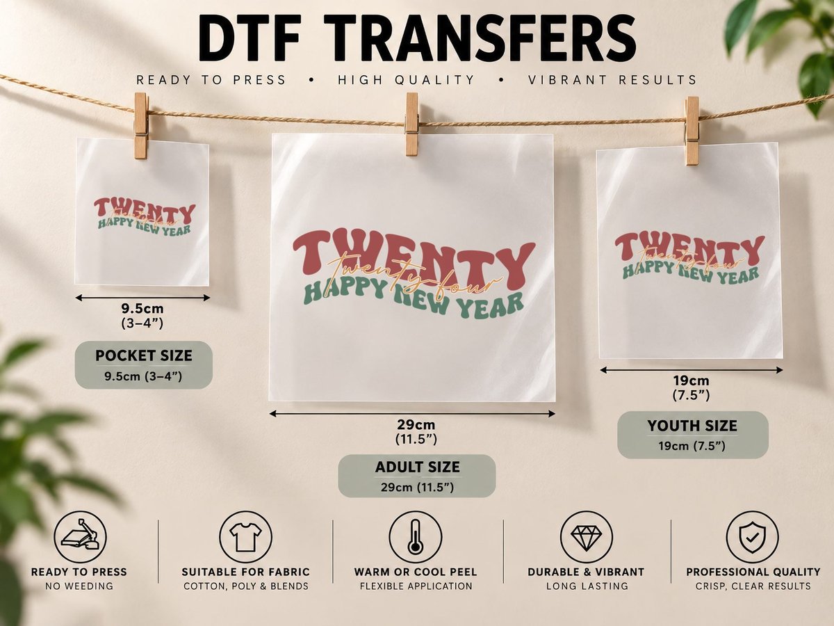 Twenty Happy New Year Happy New Year DTF Transfer Iron On