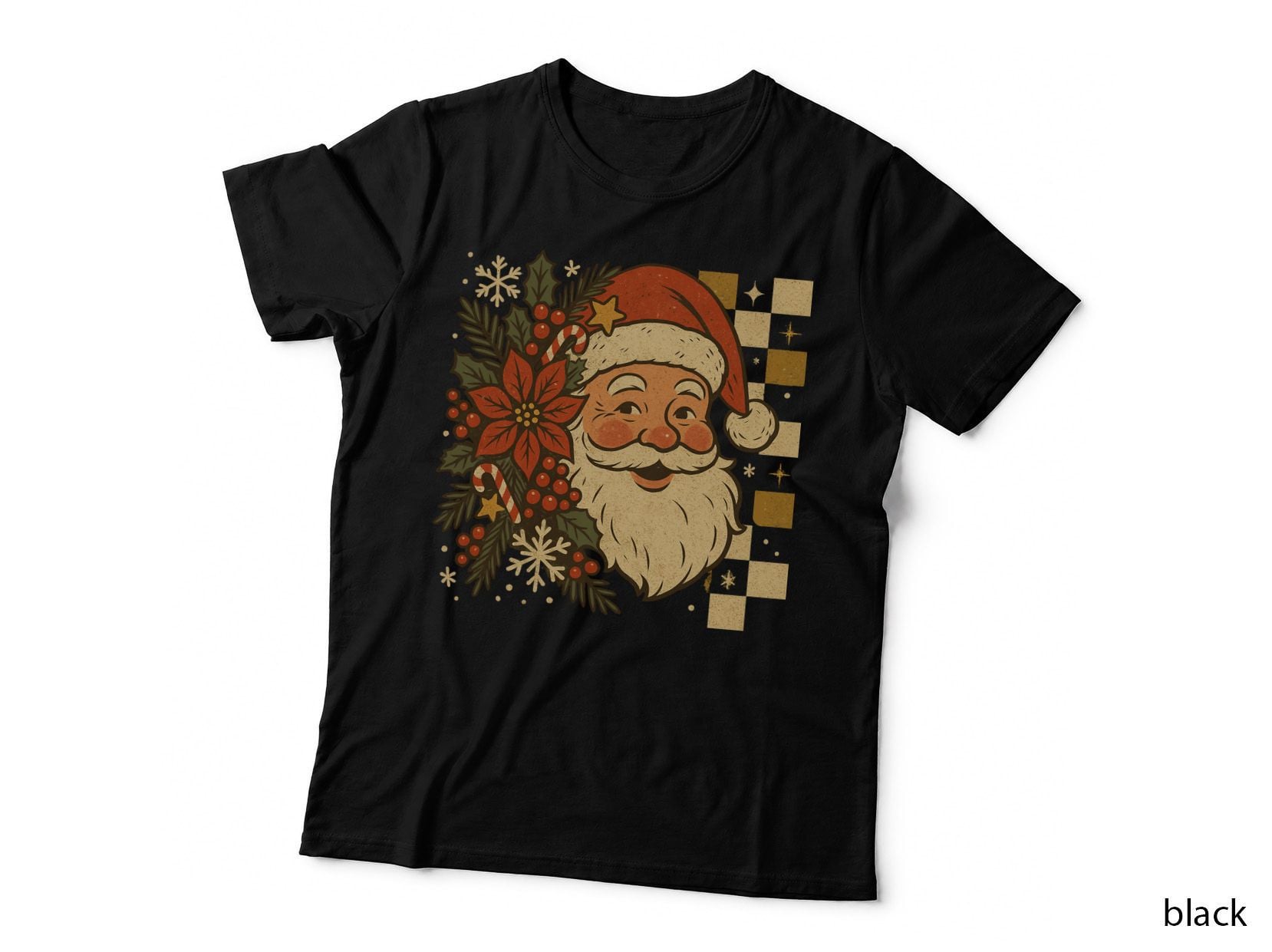 Vintage Retro Santa Portrait Christmas T-Shirt, Funny Xmas Graphic Tee
