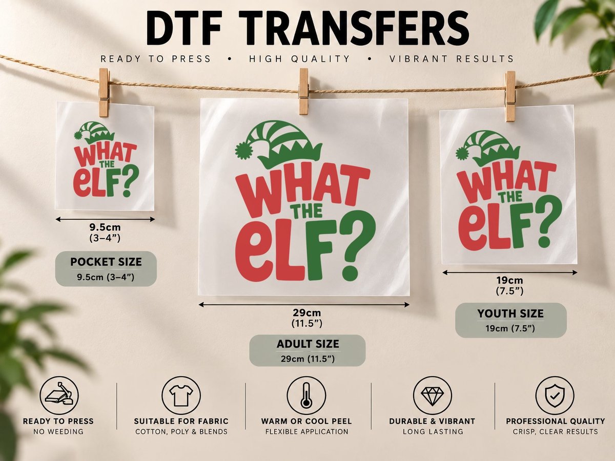 What the Elf Christmas, Funny Xmas, Holiday Gift DTF Transfer Iron On