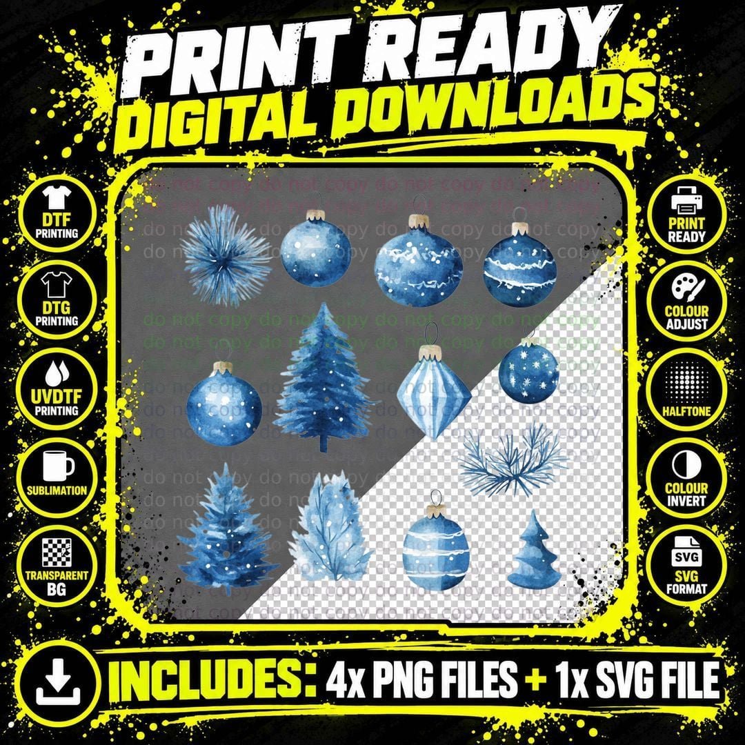 Winter Blue Christmas Ornaments Winter T-Shirt Png SVG Digital Bundle