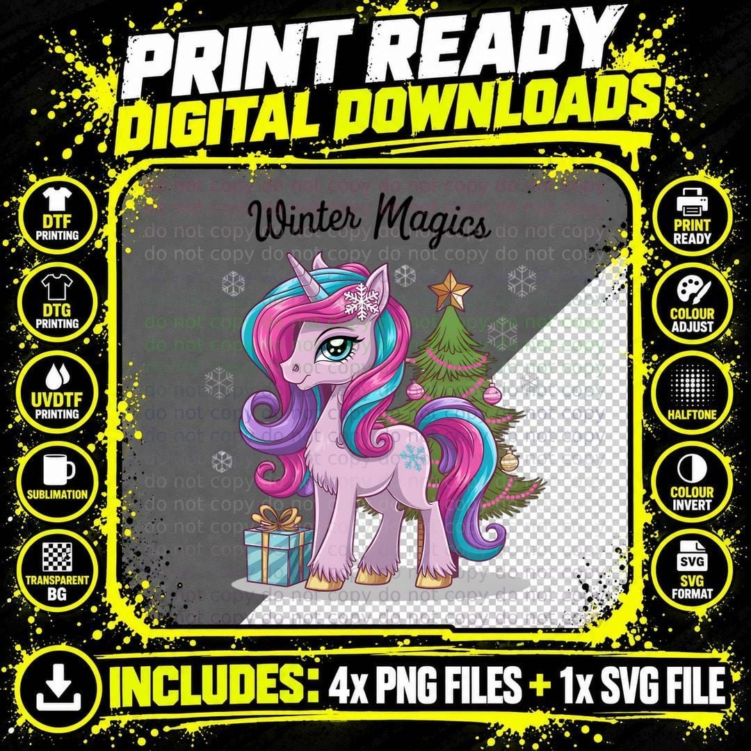 Winter Magics Winter T-Shirt, Winter Unicorn Near Png SVG Digital Bundle