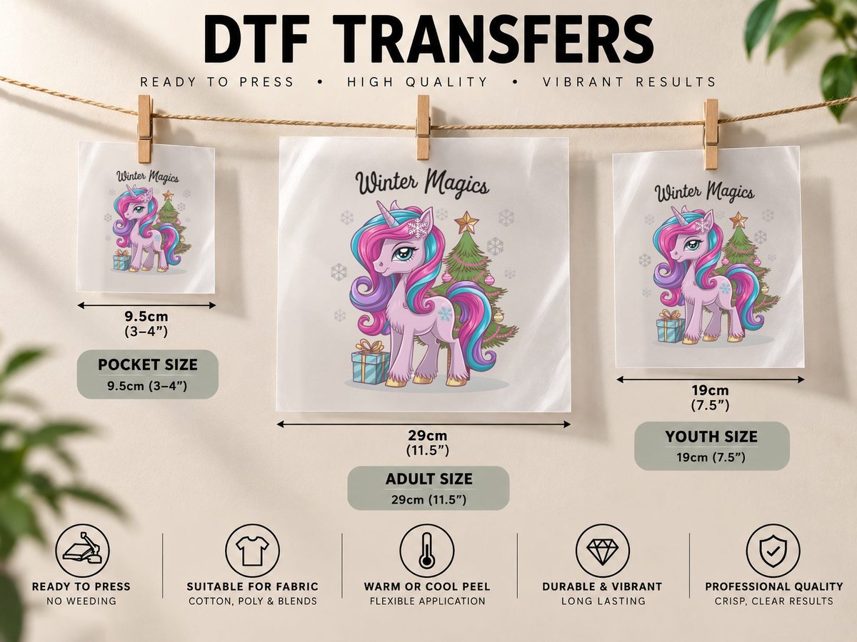 Winter Magics Winter, Winter Unicorn Near Christmas Tree DTF Transfer Iron On