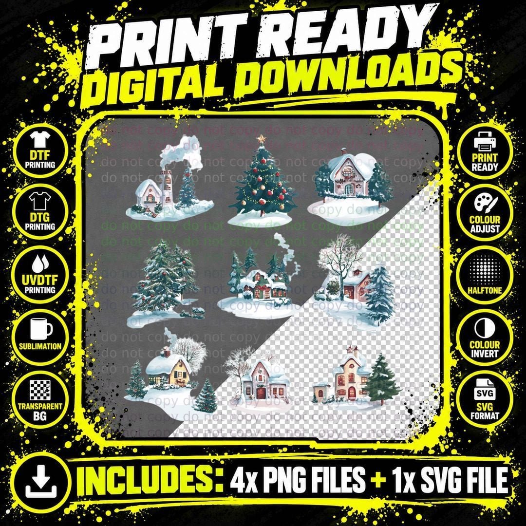 Winter Wonderland Christmas Scene Winter T-Shirt Png SVG Digital Bundle