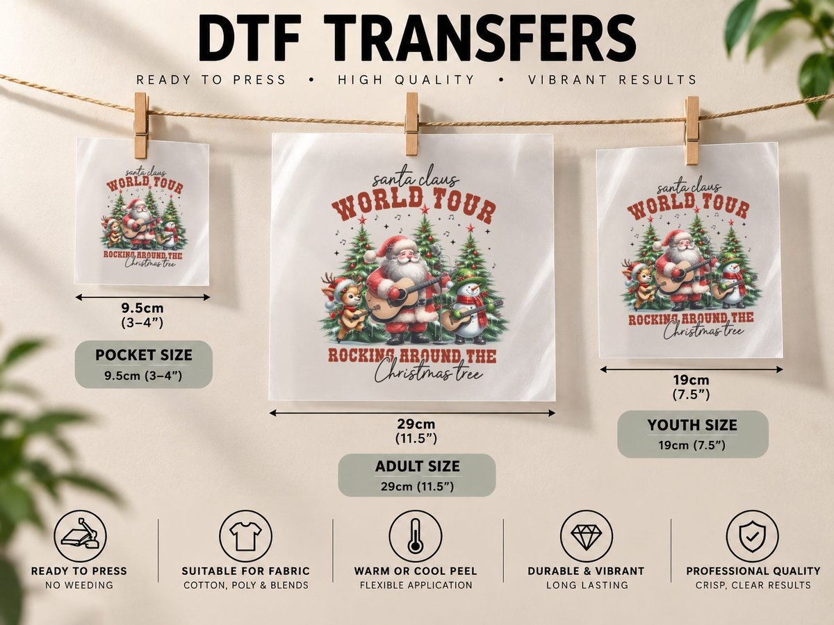 World Tour Rocking Around the Christmas, Funny Xmas DTF Transfer Iron On