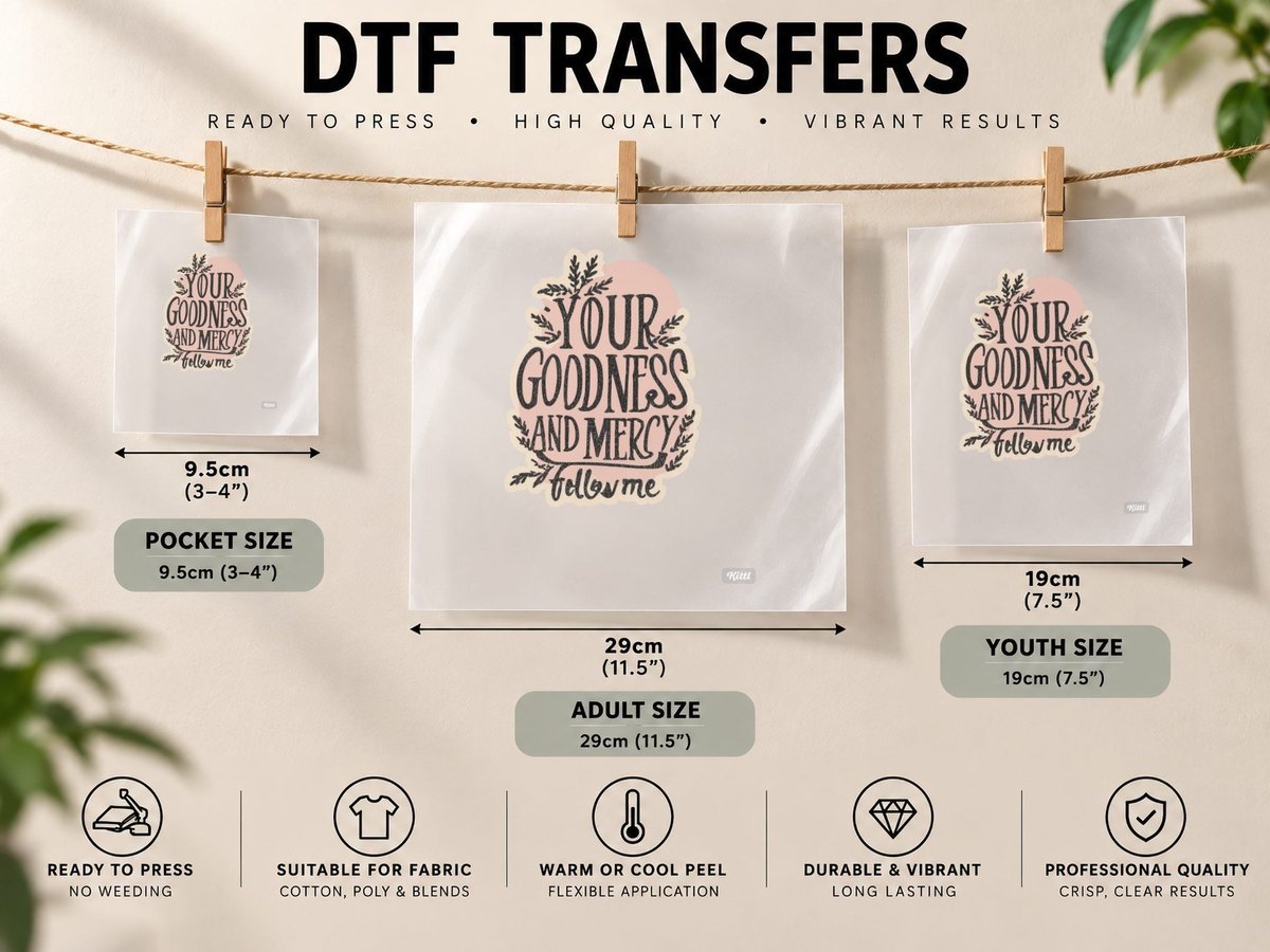 Your Goodness and Mercy Follow Me DTF Transfer Iron On