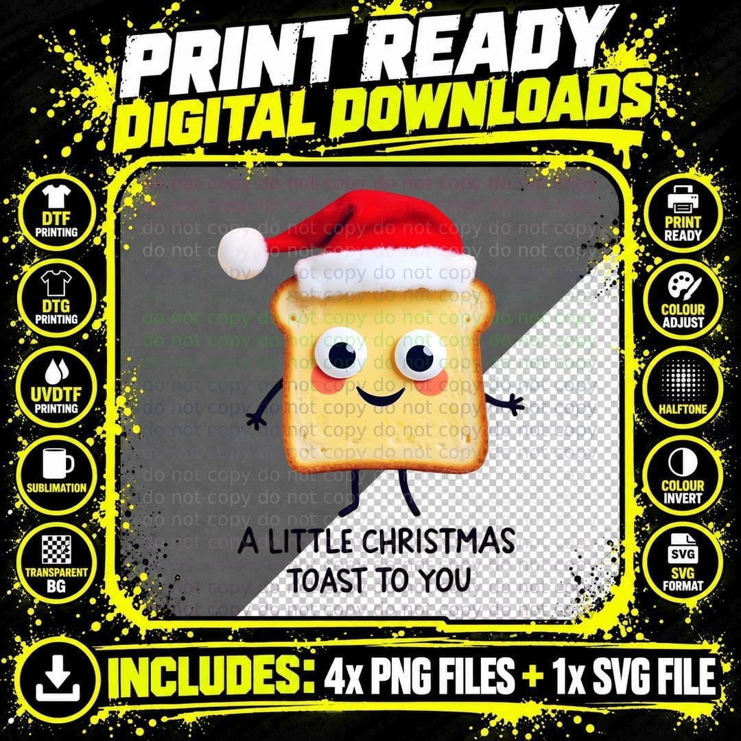 A Little Christmas Toast Funny Cute Holiday Toasted Png SVG Digital Bundle