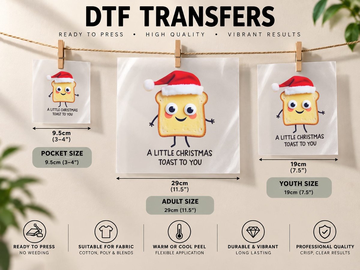 A Little Christmas Toast Funny Cute Holiday Toasted Bread DTF Transfer Iron On