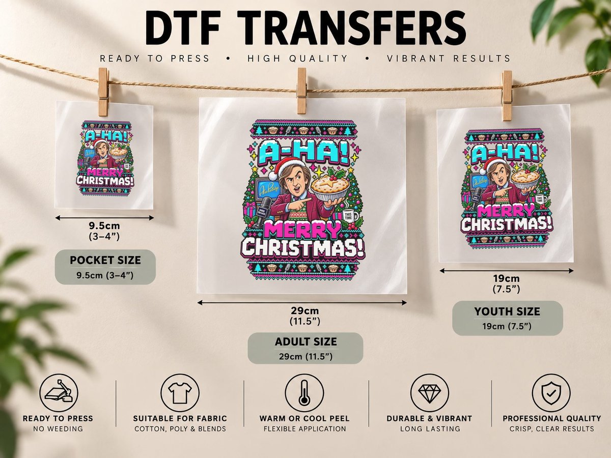 Alan Partridge Christmas A-Ha Mince Pie British Comedy DTF Transfer Iron On