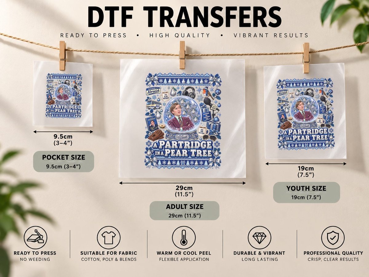 Alan Partridge Christmas British Comedy Snow Globe Pear DTF Transfer Iron On