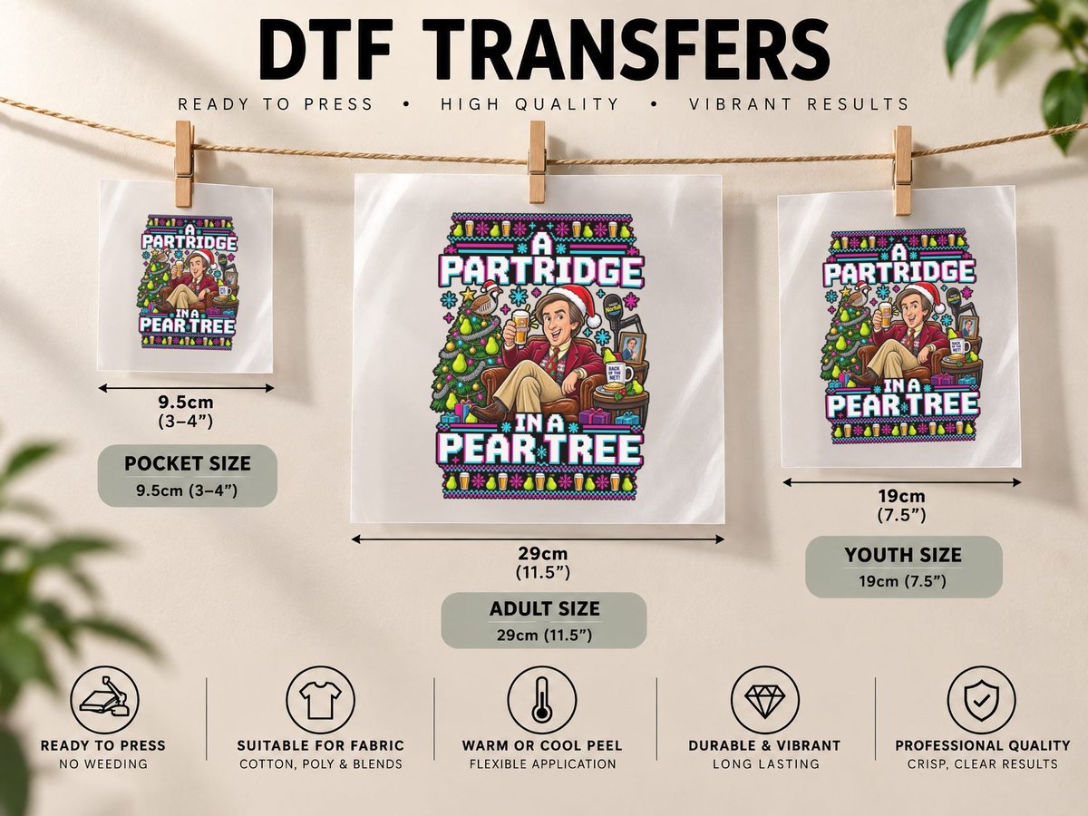 Alan Partridge Christmas Pear Tree British Comedy Beer DTF Transfer Iron On