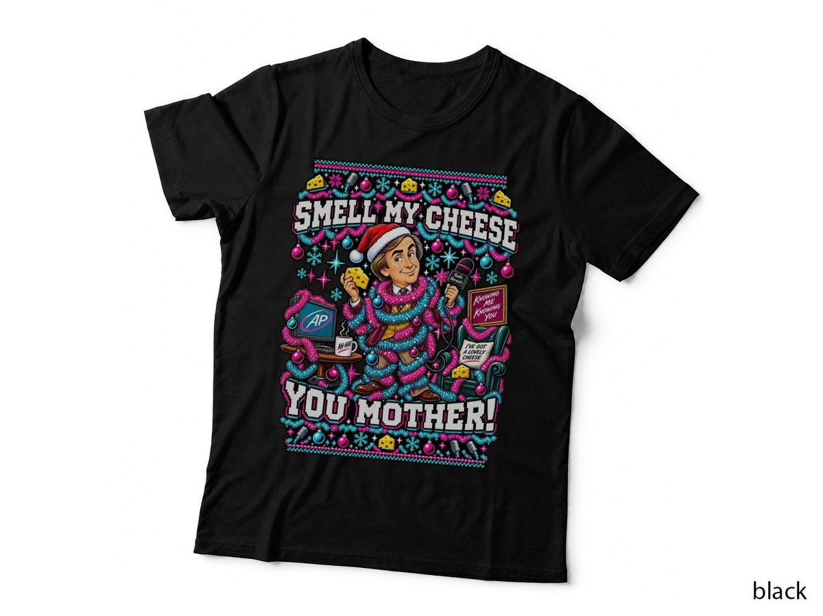 Alan Partridge Christmas Smell My Cheese Tinsel Funny British Comedy T-Shirt