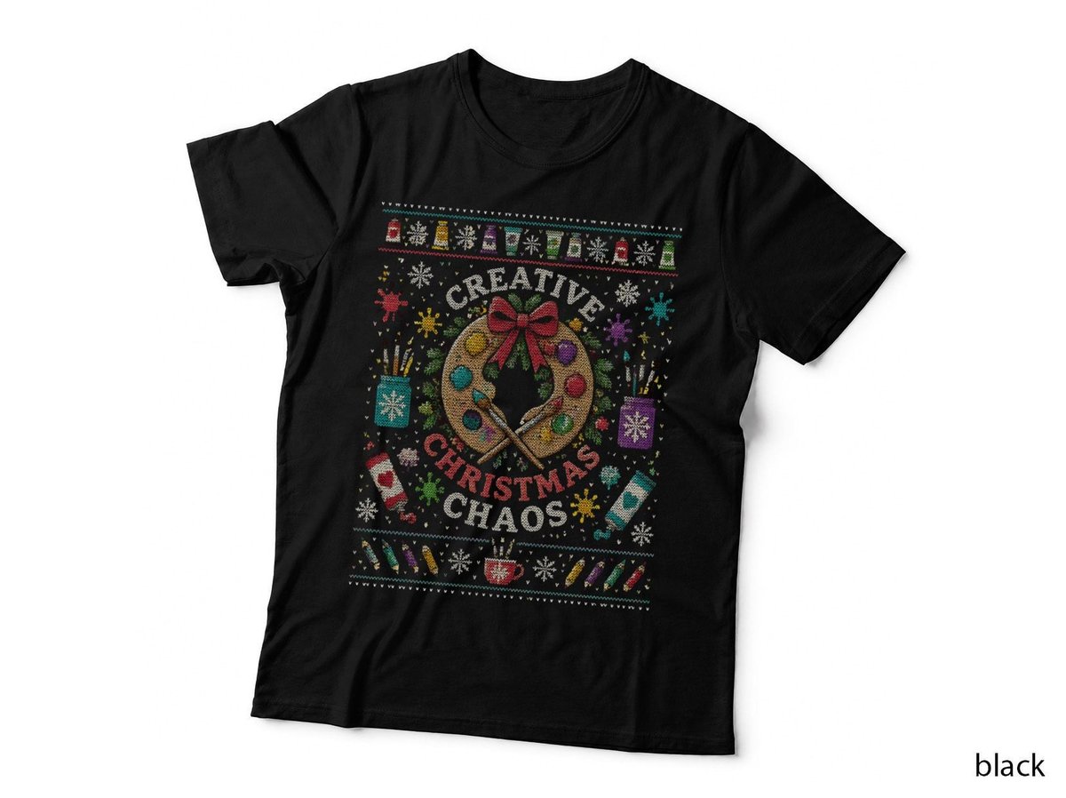 Artist Ugly Sweater Christmas Palette Creative Holiday Retro Halftone T-Shirt