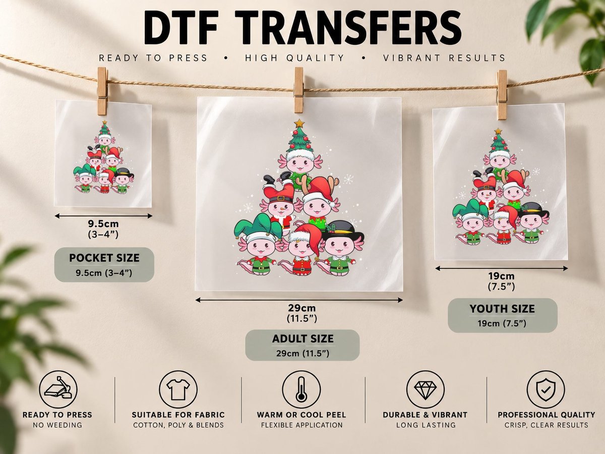 Axolotl Christmas Tree Merry Axolotlmas Xmas Women Kid DTF Transfer Iron On