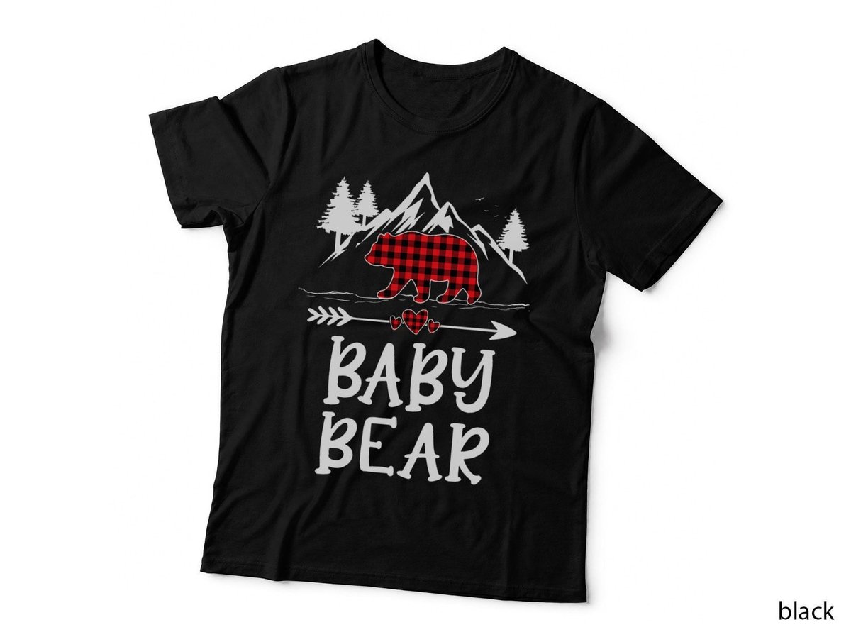 Baby Bear Christmas Pajama Red Plaid Buffalo Matching T-Shirt