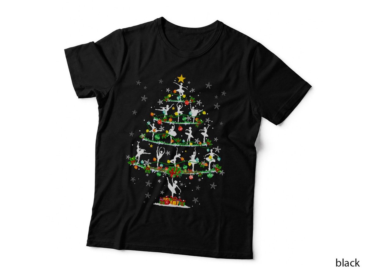 Ballet Dance Xmas Lighting Santa Ballet Dance Christmas Tree T-Shirt