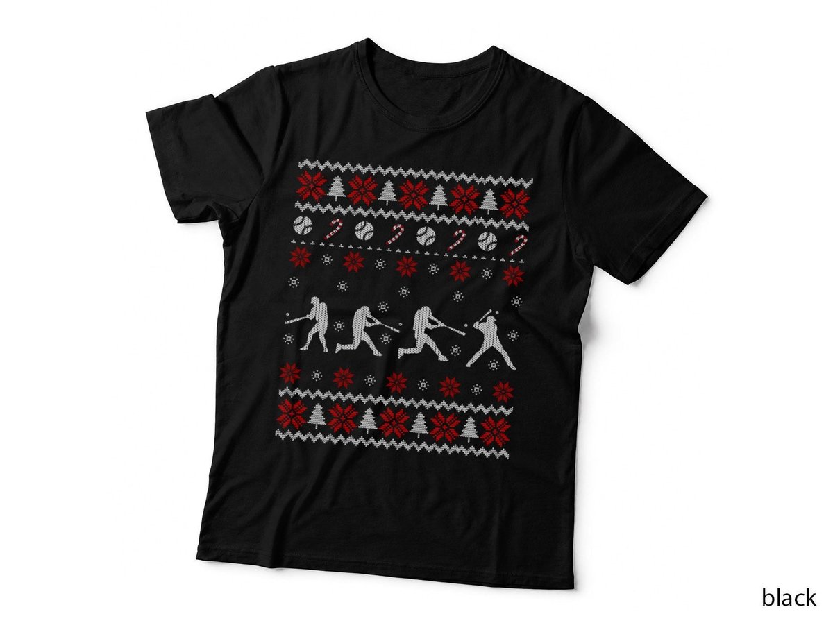 Baseball Players Ugly Christmas Xmas Gift T-Shirt