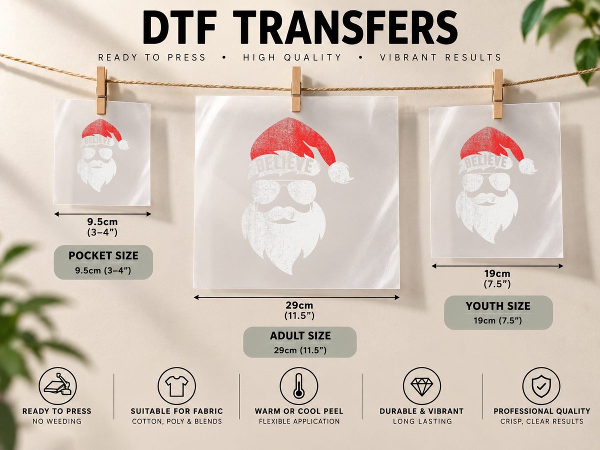 Believe Christmas Santa Claus Pajamas Family Reunion Xmas DTF Transfer Iron On