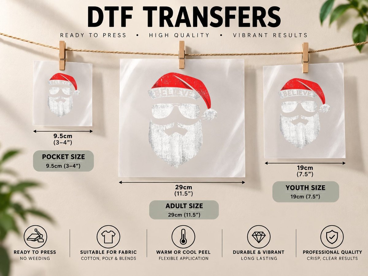 Believe in Santa Clau, Funny Family Christmas Cute Santa DTF Transfer Iron On